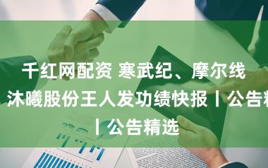 千红网配资 寒武纪、摩尔线程、沐曦股份王人发功绩快报丨公告精选