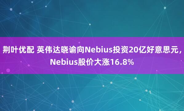 荆叶优配 英伟达晓谕向Nebius投资20亿好意思元，Nebius股价大涨16.8%