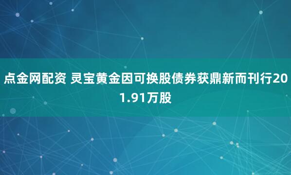 点金网配资 灵宝黄金因可换股债券获鼎新而刊行201.91万股
