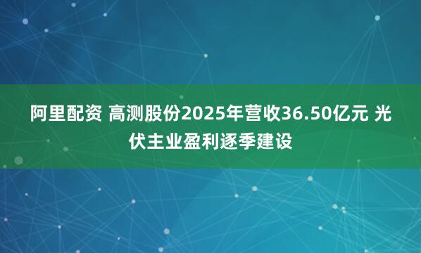 阿里配资 高测股份2025年营收36.50亿元 光伏主业盈利逐季建设